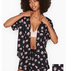 Victoria's Secret Cotton Shirt PJ Set (Size Large)